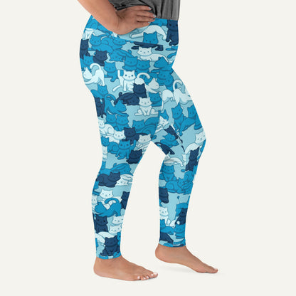 Cats Camouflage Blue Plus Size Leggings