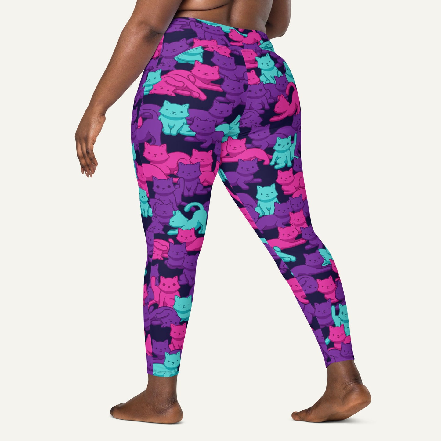 Cats Camouflage Cyberpunk Crossover Leggings With Pockets