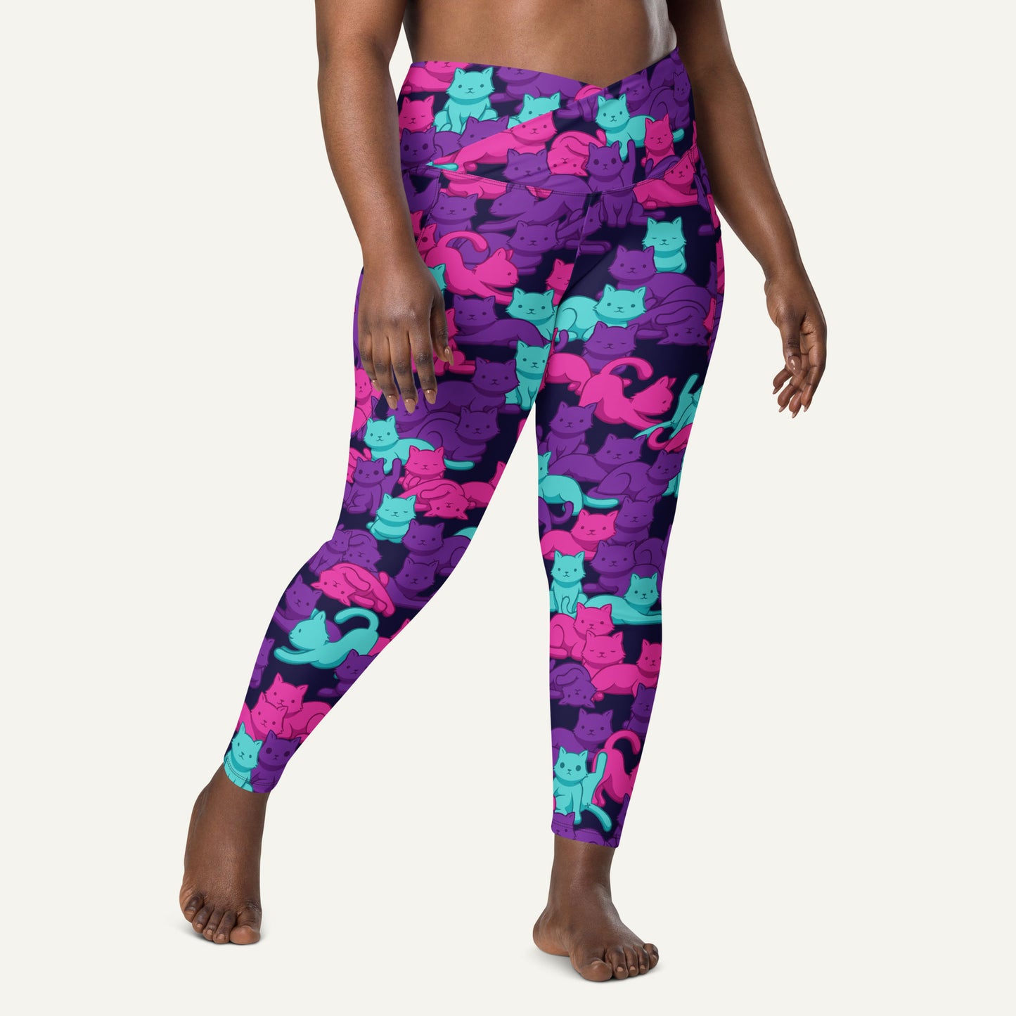 Cats Camouflage Cyberpunk Crossover Leggings With Pockets