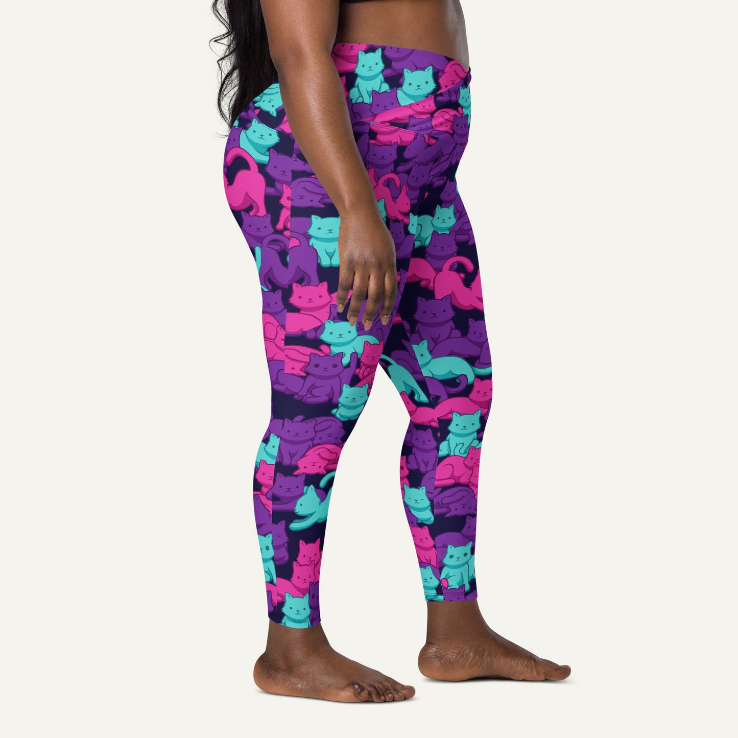 Cats Camouflage Cyberpunk Crossover Leggings With Pockets