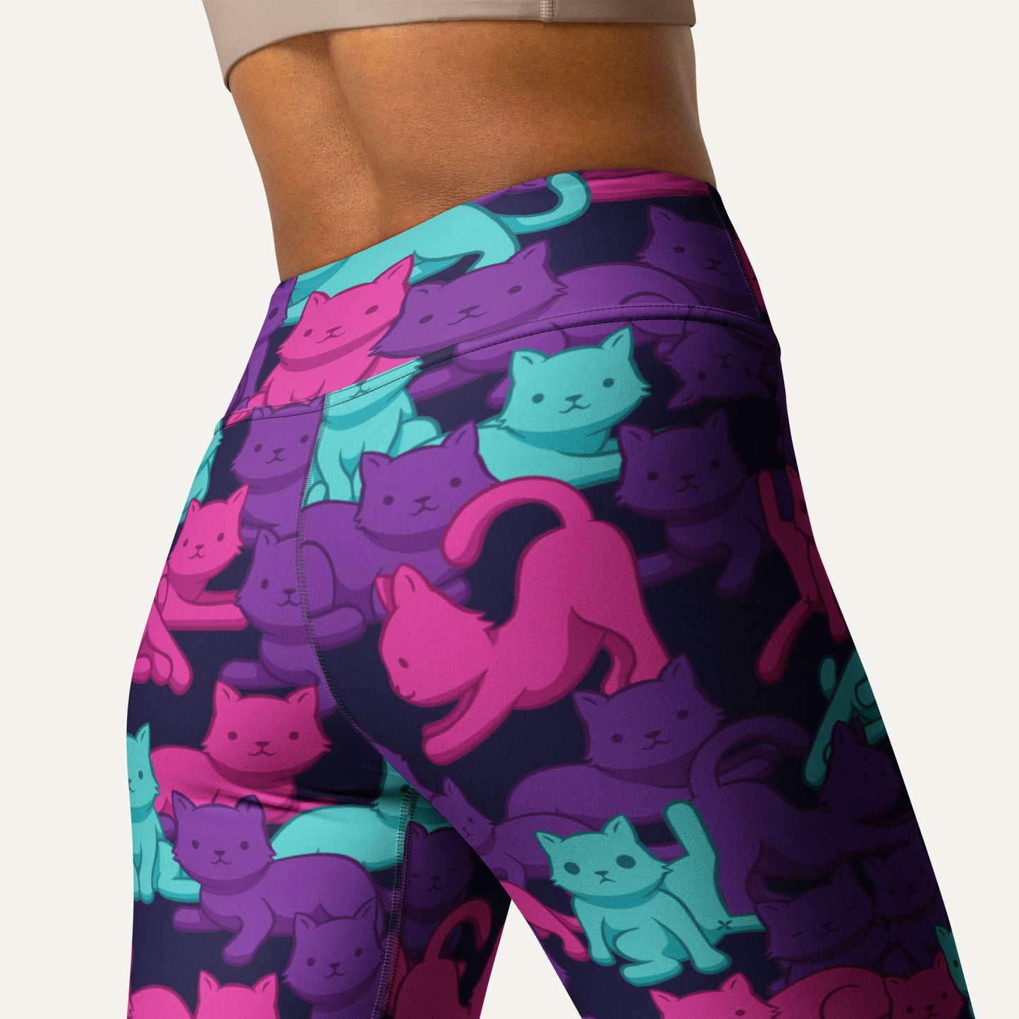 Cyberpunk Camo Cat High-Waisted Leggings