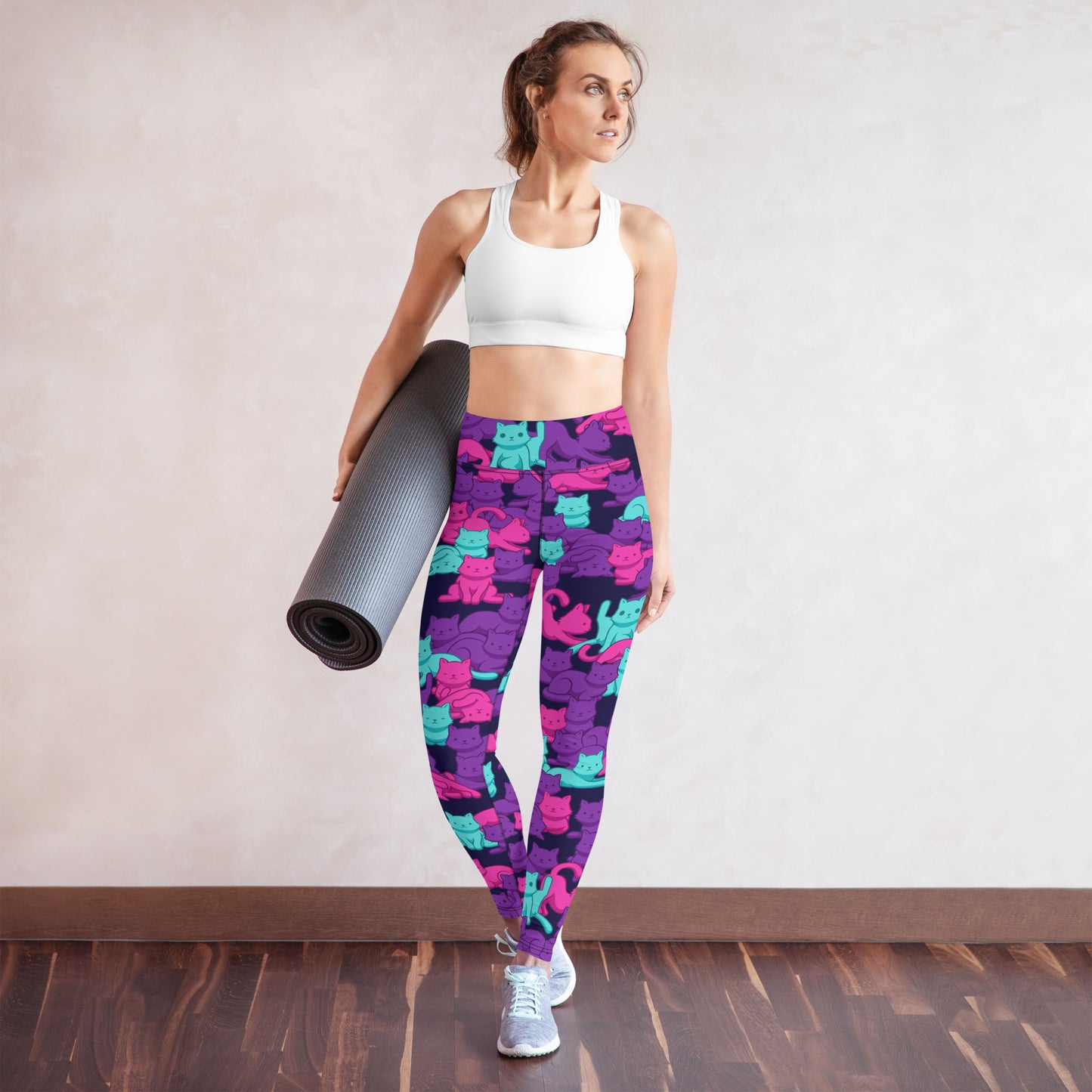 Cyberpunk Camo Cat High-Waisted Leggings