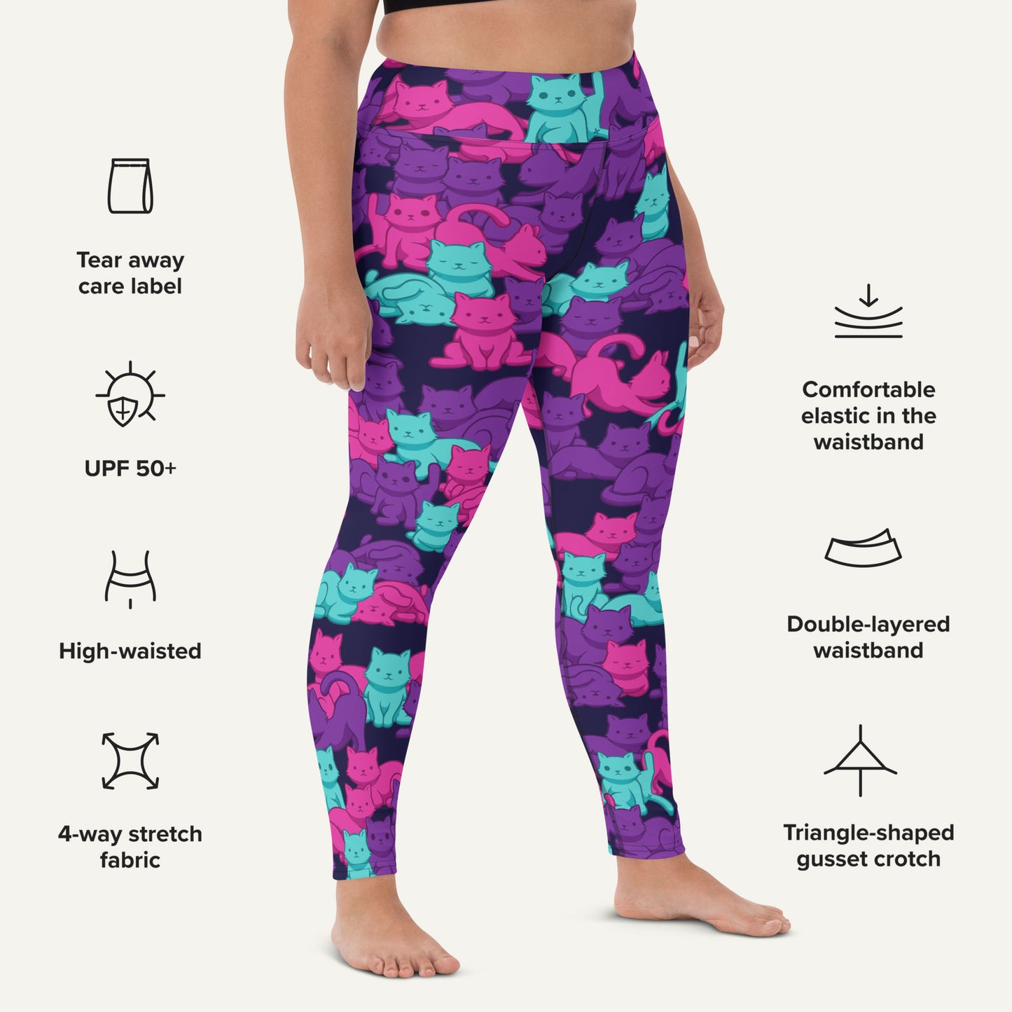 Cyberpunk Camo Cat High-Waisted Leggings
