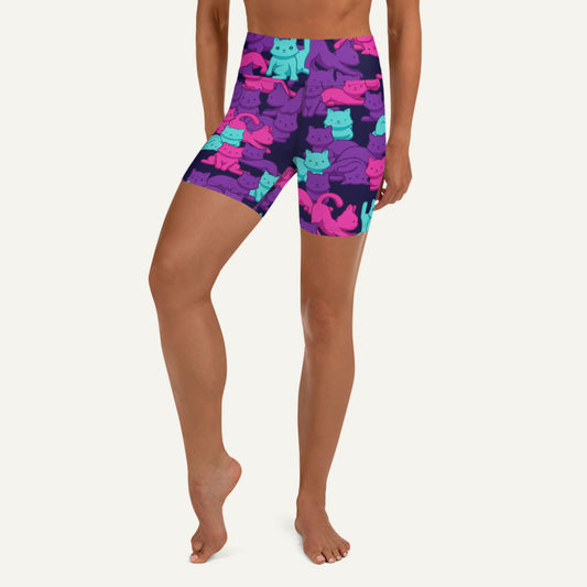 Cats Camouflage Cyberpunk High-Waisted Shorts