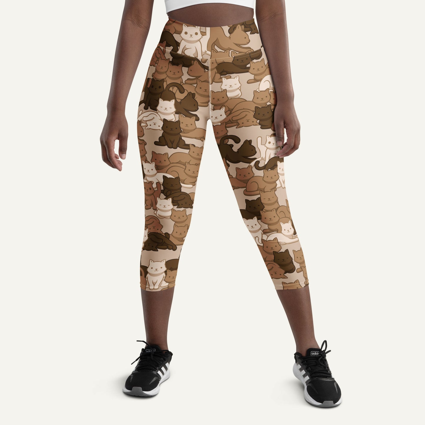 Desert Camo Cat High-Waisted Capri Leggings