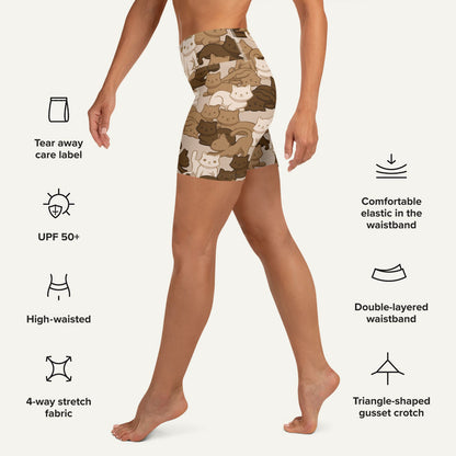 Cats Camouflage Desert High-Waisted Shorts