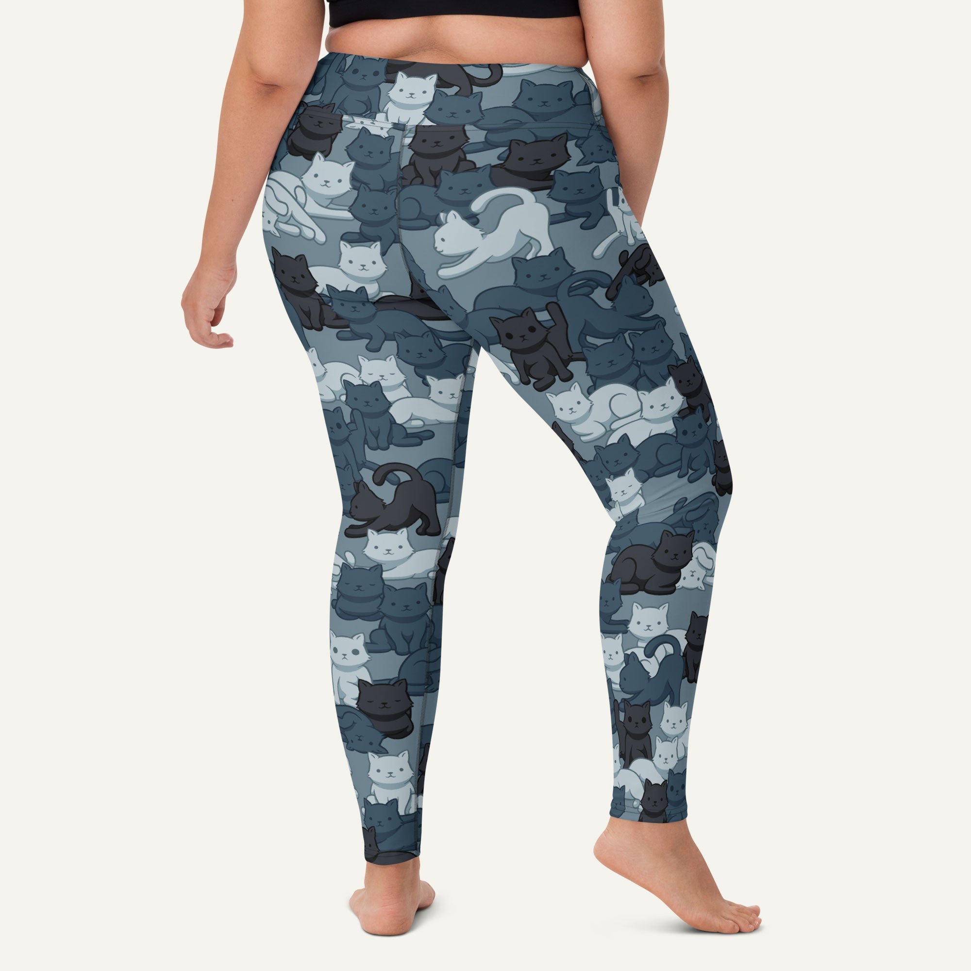 Cats Camouflage Navy High Waisted Leggings