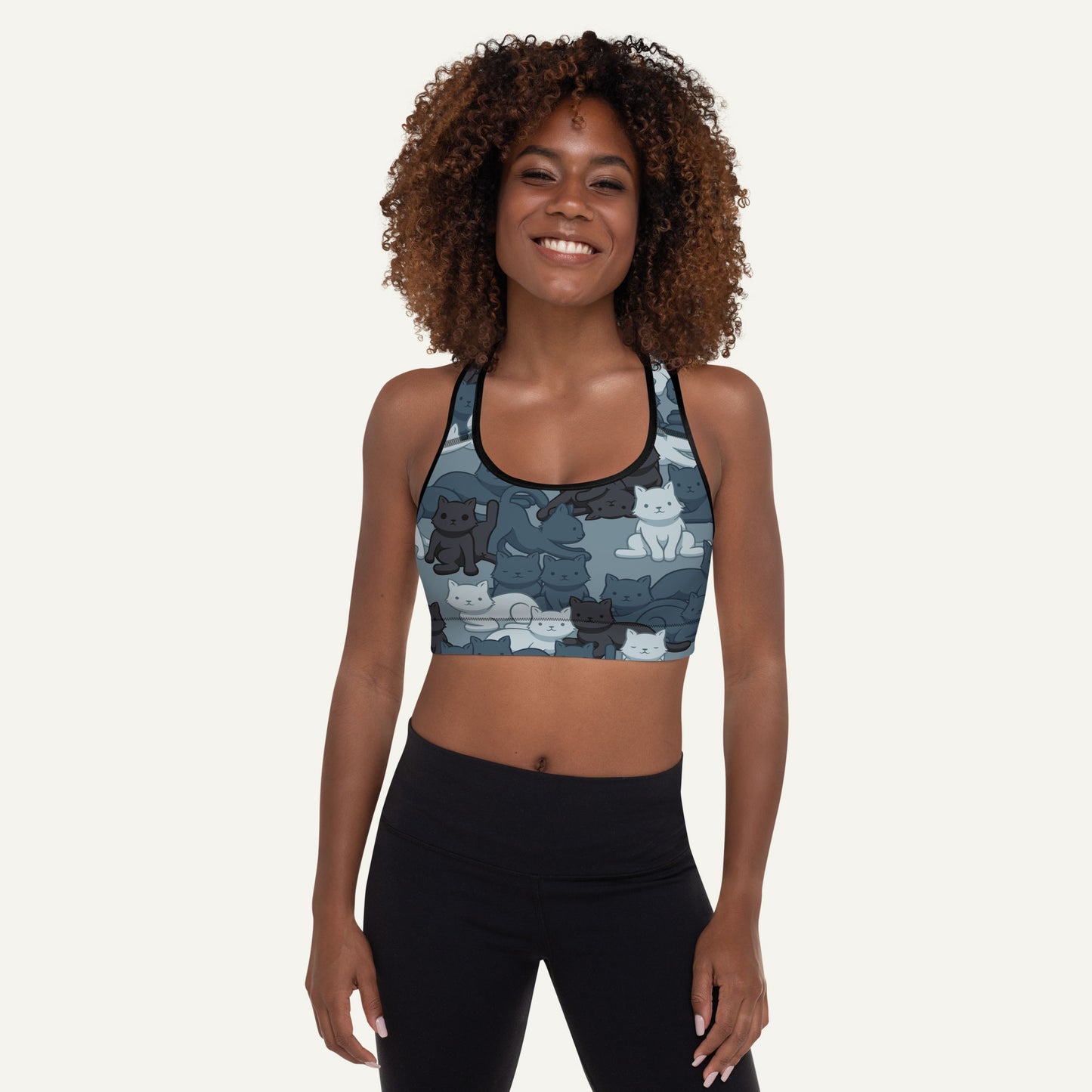 Cats Camouflage Navy Padded Sports Bra