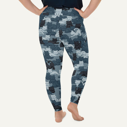 Cats Camouflage Navy Plus Size Leggings