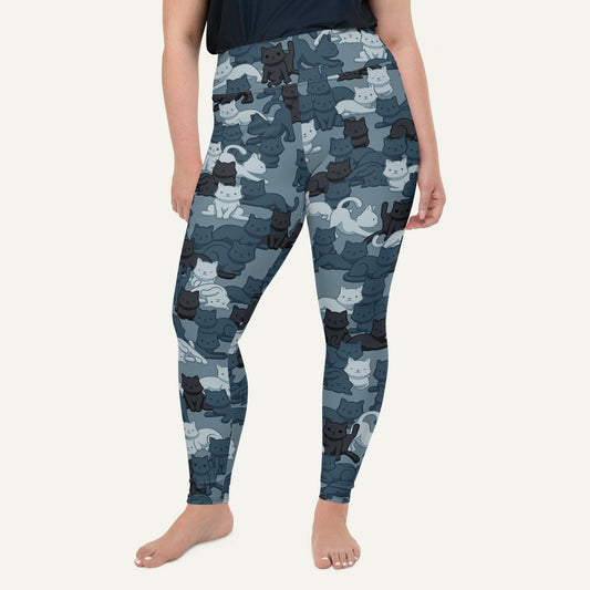 Cats Camouflage Navy Plus Size Leggings