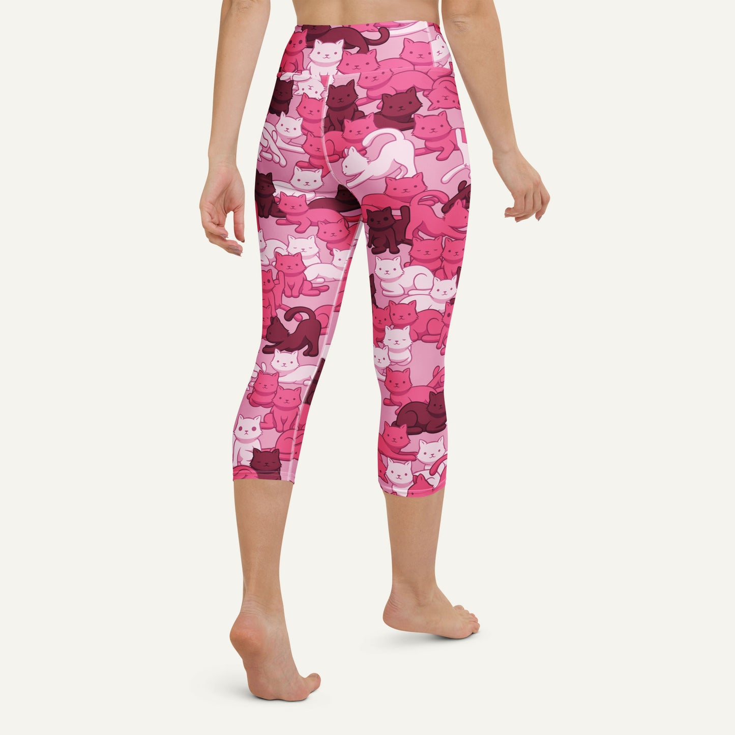 Pink Camo Cat High-Waisted Capri Leggings