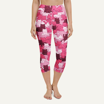 Pink Camo Cat High-Waisted Capri Leggings