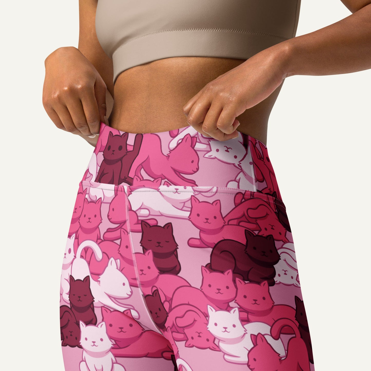 Cats Camouflage Pink High-Waisted Leggings