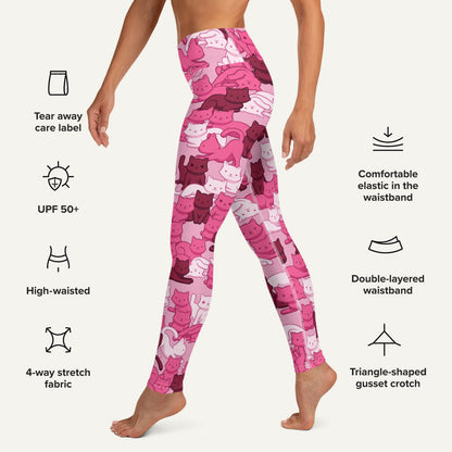 Cats Camouflage Pink High-Waisted Leggings