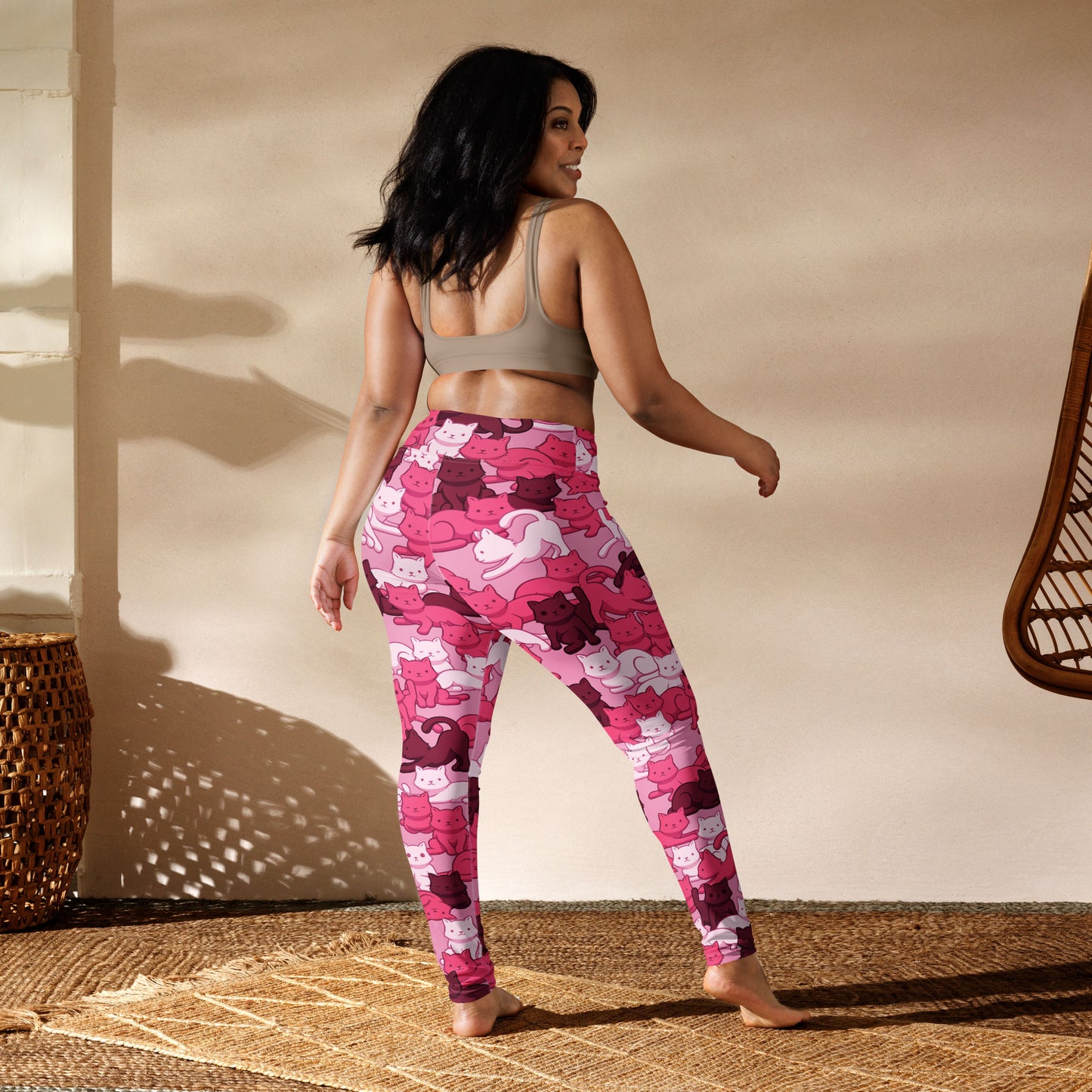 Cats Camouflage Pink High-Waisted Leggings