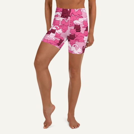 Cats Camouflage Pink High-Waisted Shorts