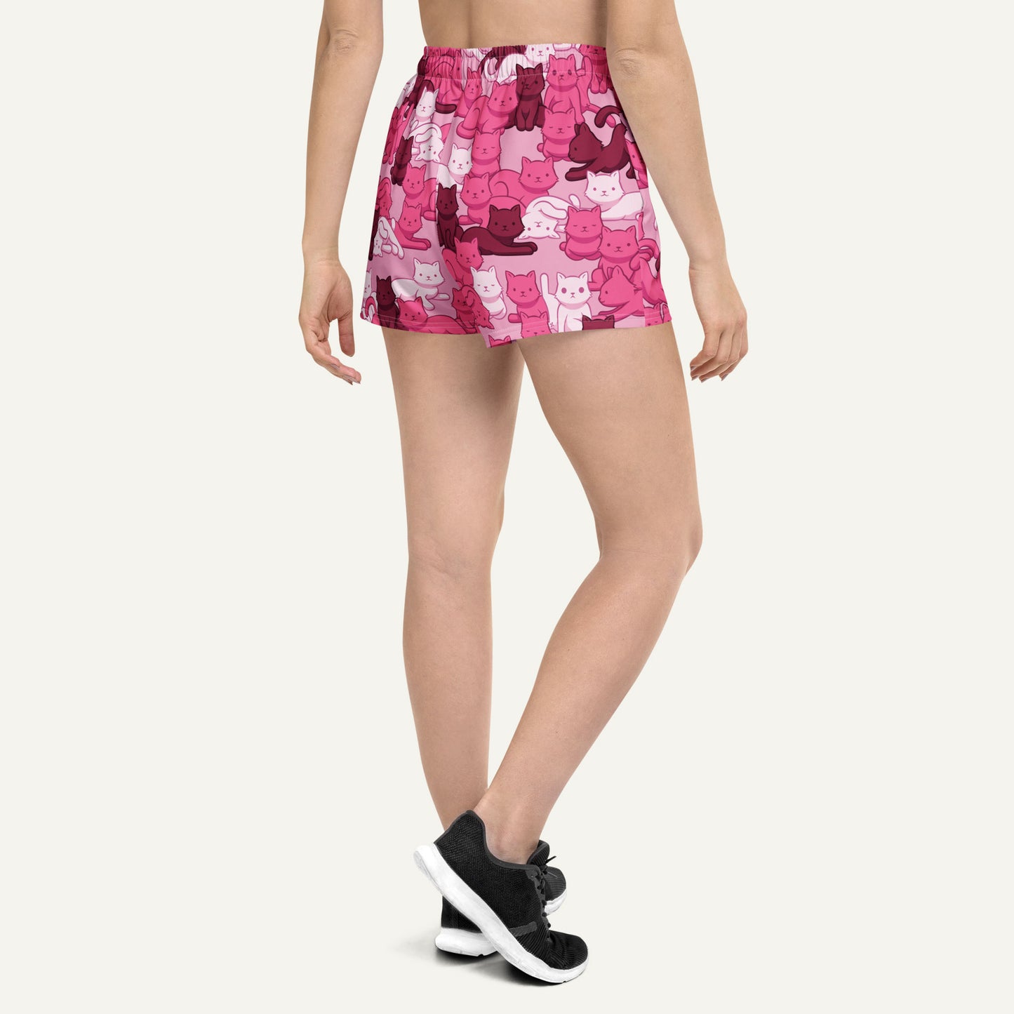 Pink Camo Cat Women's Athletic Shorts