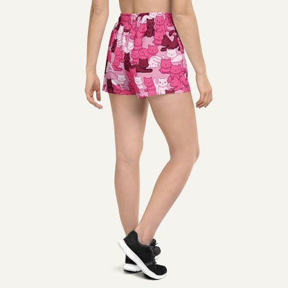 Pink Camo Cat Women's Athletic Shorts