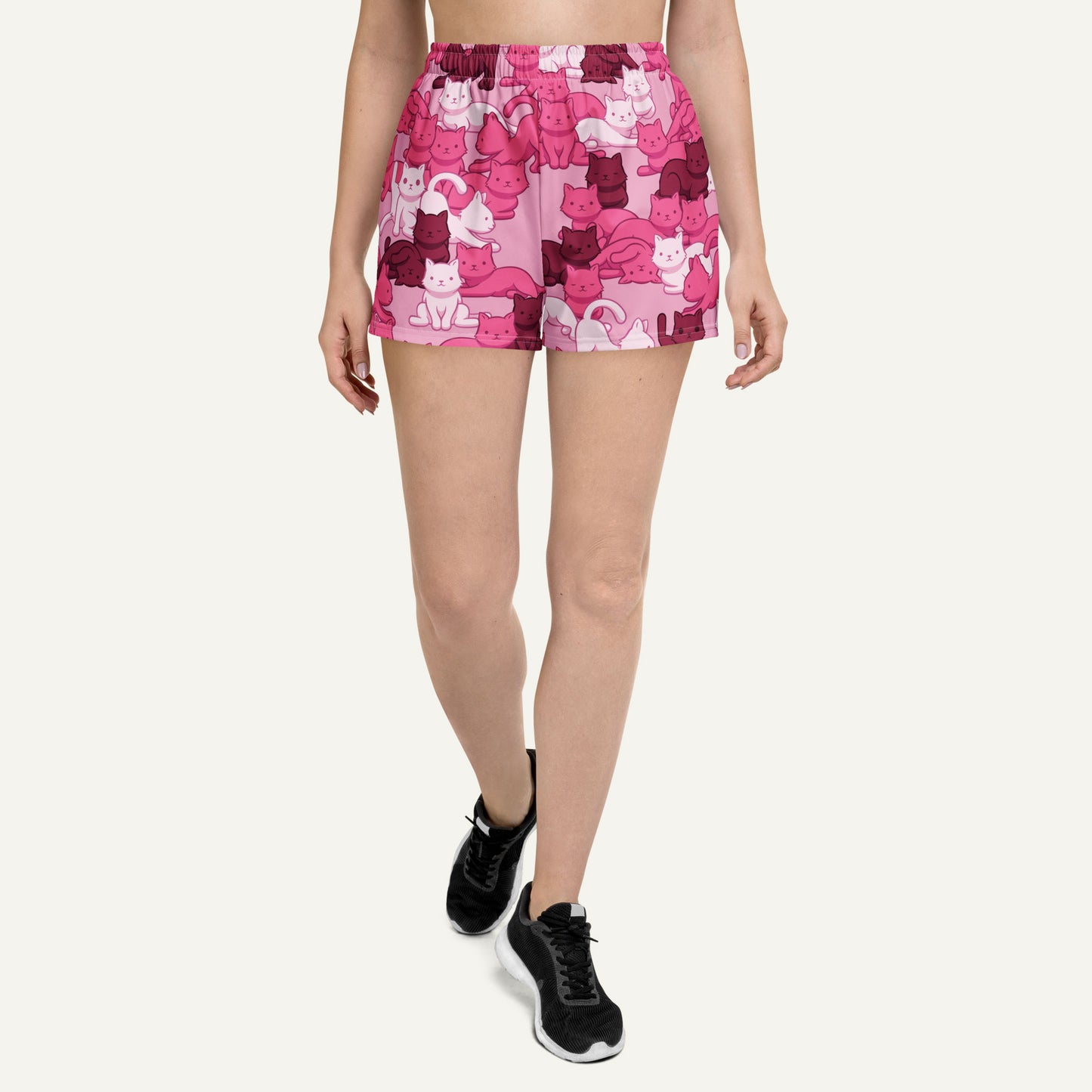 Pink Camo Cat Women's Athletic Shorts