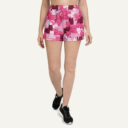 Pink Camo Cat Women's Athletic Shorts