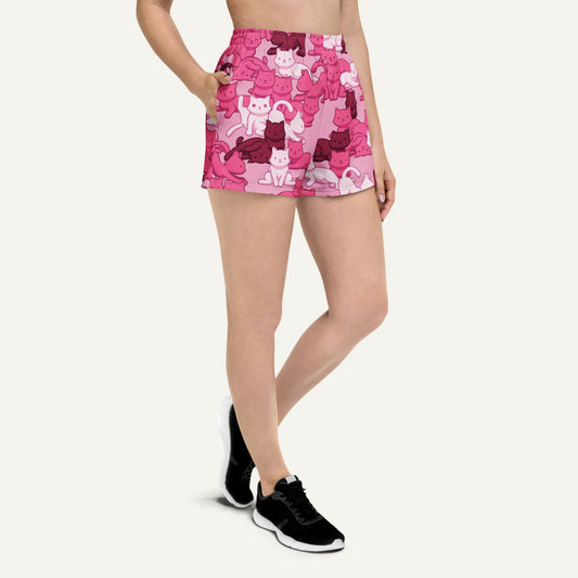 Pink Camo Cat Women's Athletic Shorts
