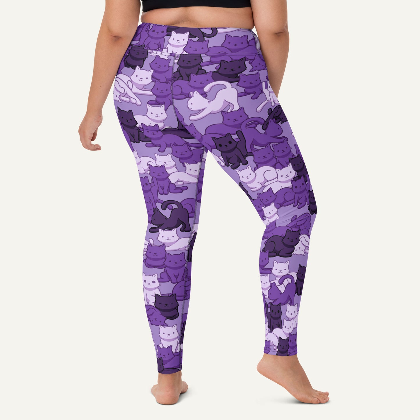 Cats Camouflage Purple High-Waisted Leggings