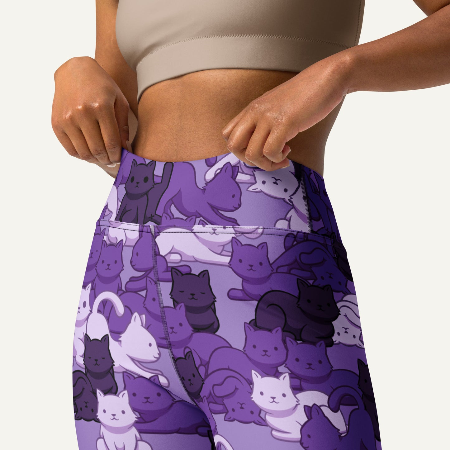 Cats Camouflage Purple High-Waisted Leggings