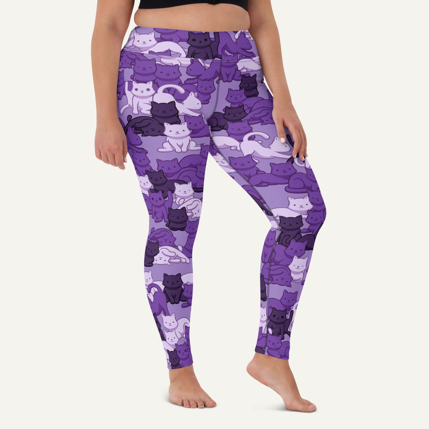 Cats Camouflage Purple High-Waisted Leggings