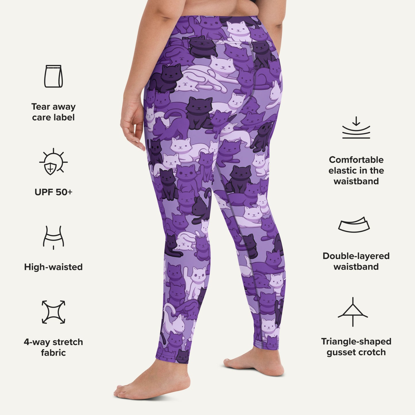 Cats Camouflage Purple High-Waisted Leggings