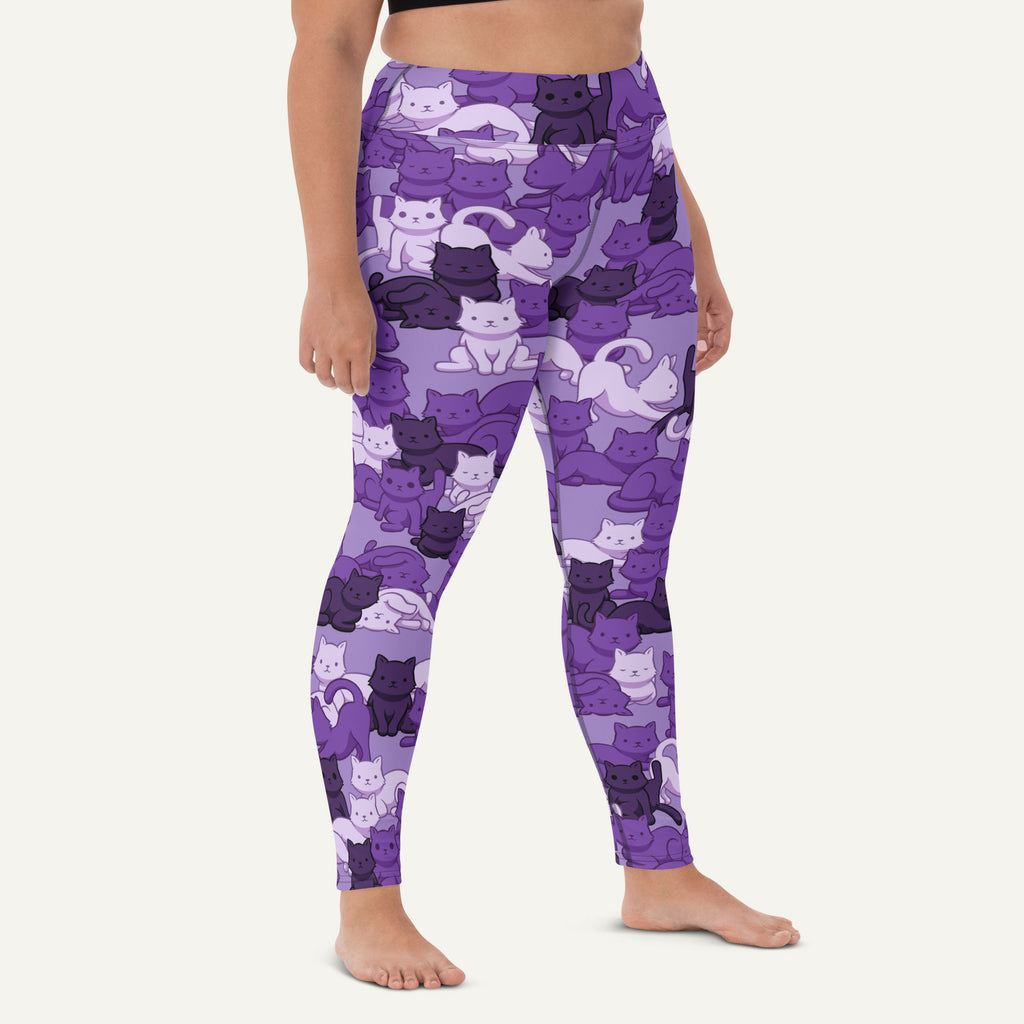 Purple Camo Cat High-Waisted Leggings