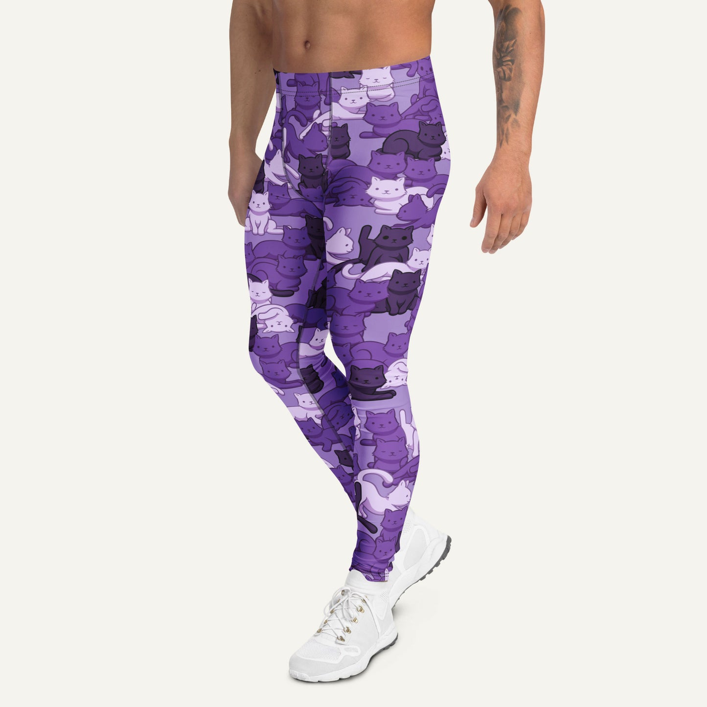 Purple Camo Cat Men's Leggings