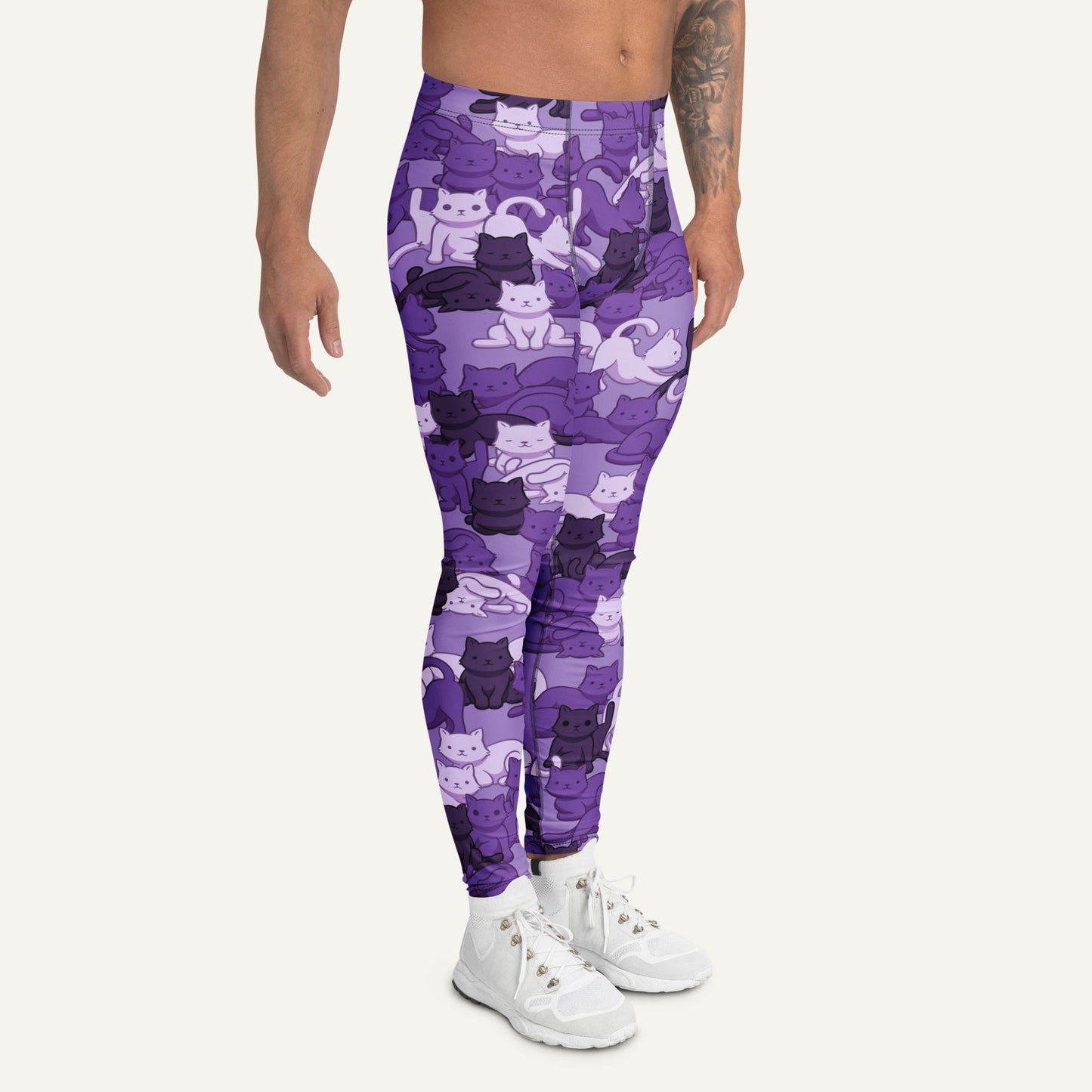 Purple Camo Cat Men's Leggings