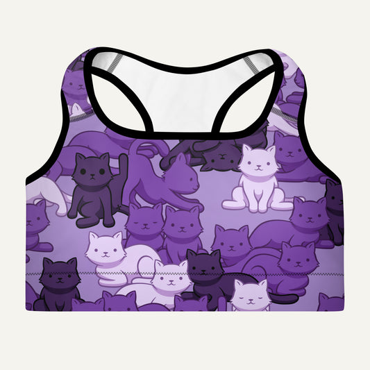 Cats Camouflage Purple Padded Sports Bra