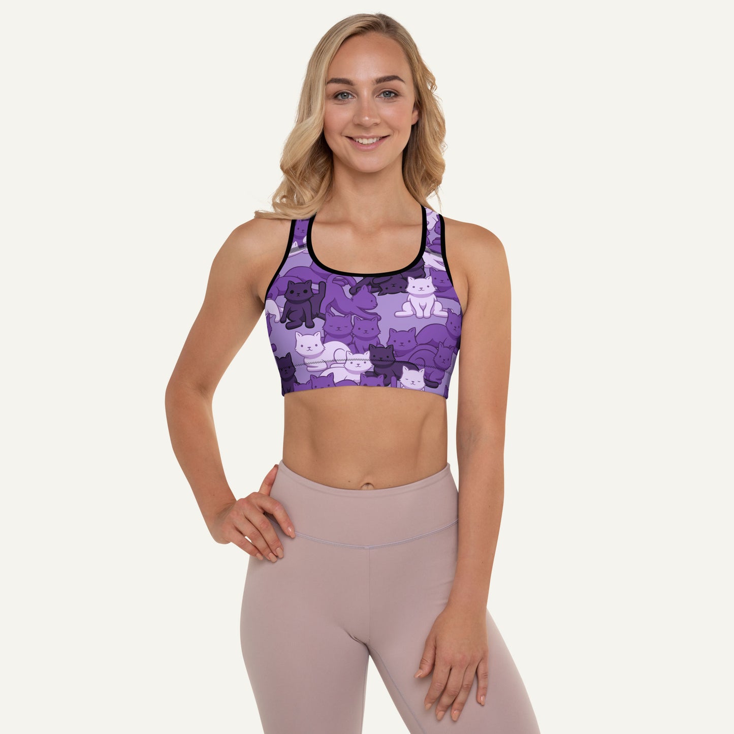 Cats Camouflage Purple Padded Sports Bra