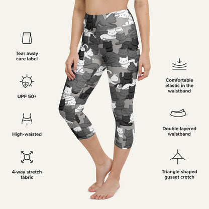 Urban Camo Cat High-Waisted Capri Leggings
