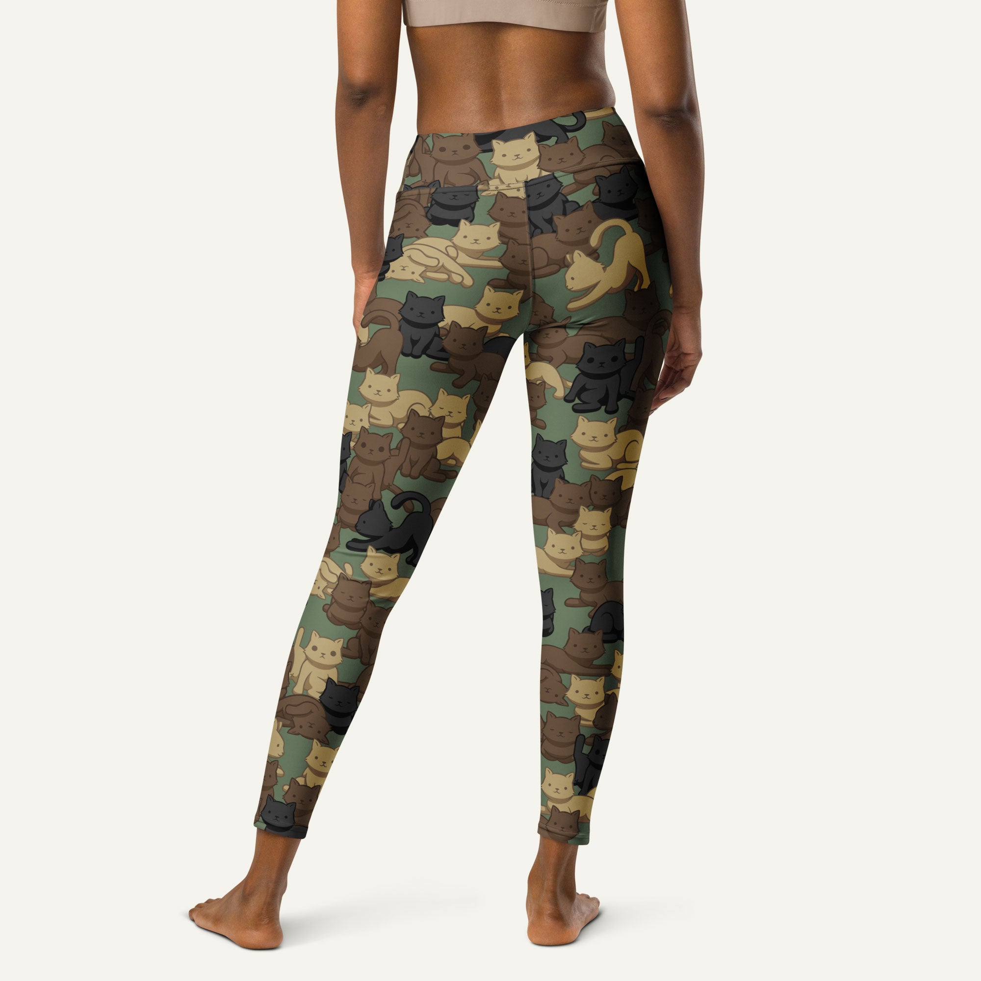 Cats Camouflage Woodland High Waisted Leggings