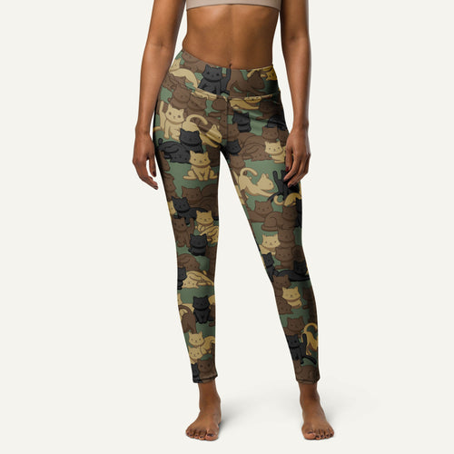 Woodland Camo Cat High-Waisted Leggings
