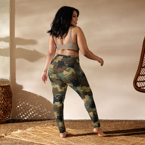 Woodland Camo Cat High-Waisted Leggings