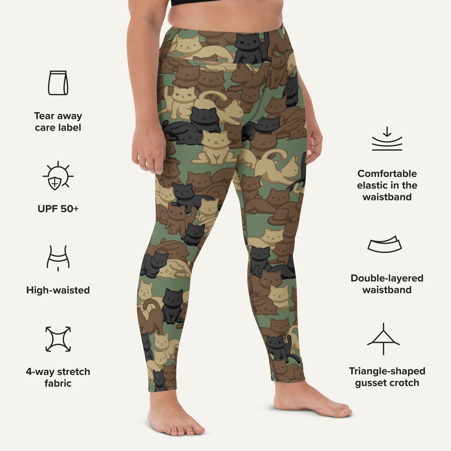 Woodland Camo Cat High-Waisted Leggings