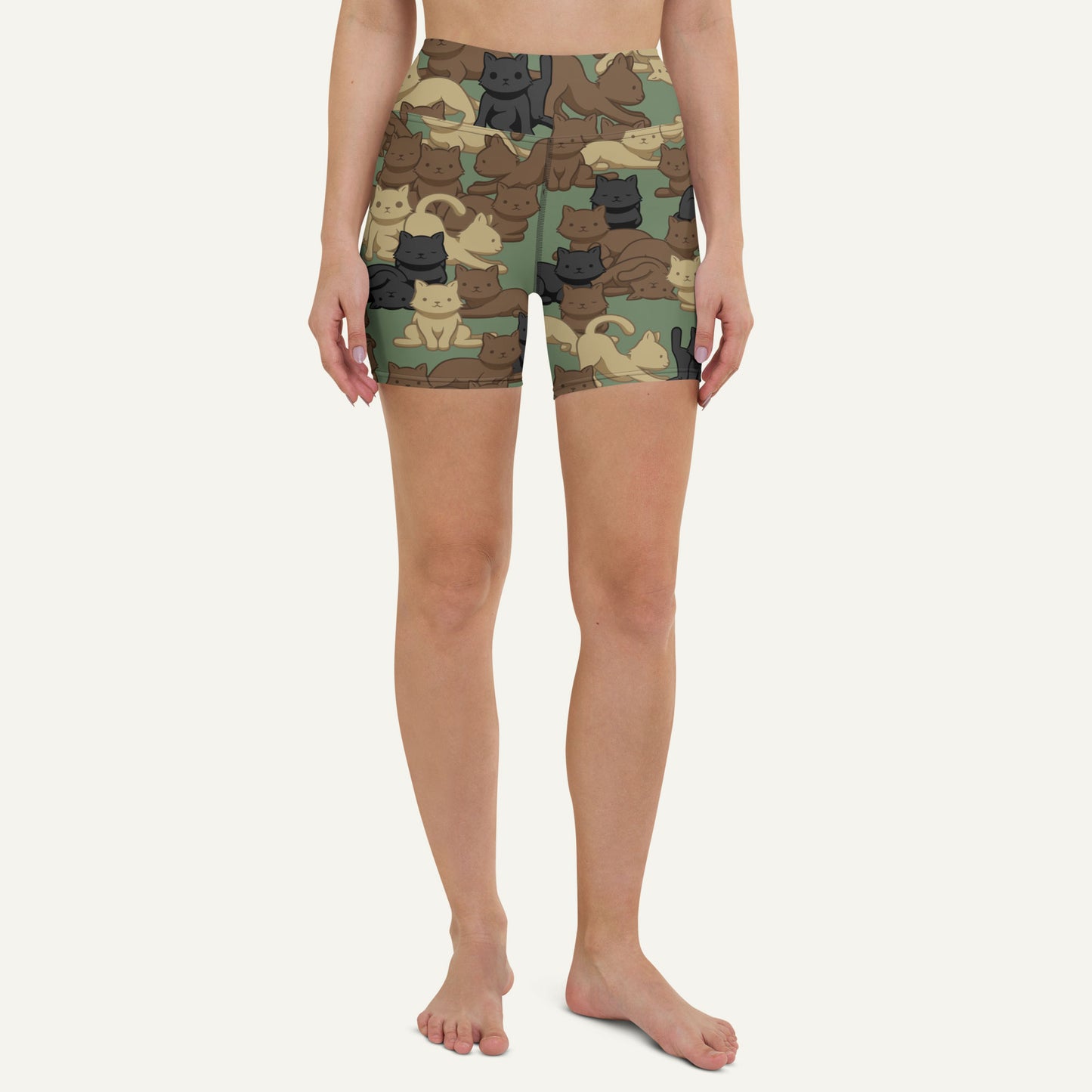 Cats Camouflage Woodland High-Waisted Shorts