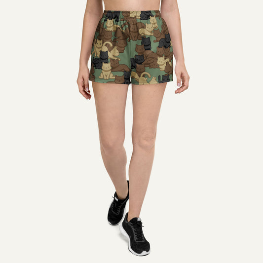 Woodland Camo Cat Women's Athletic Shorts