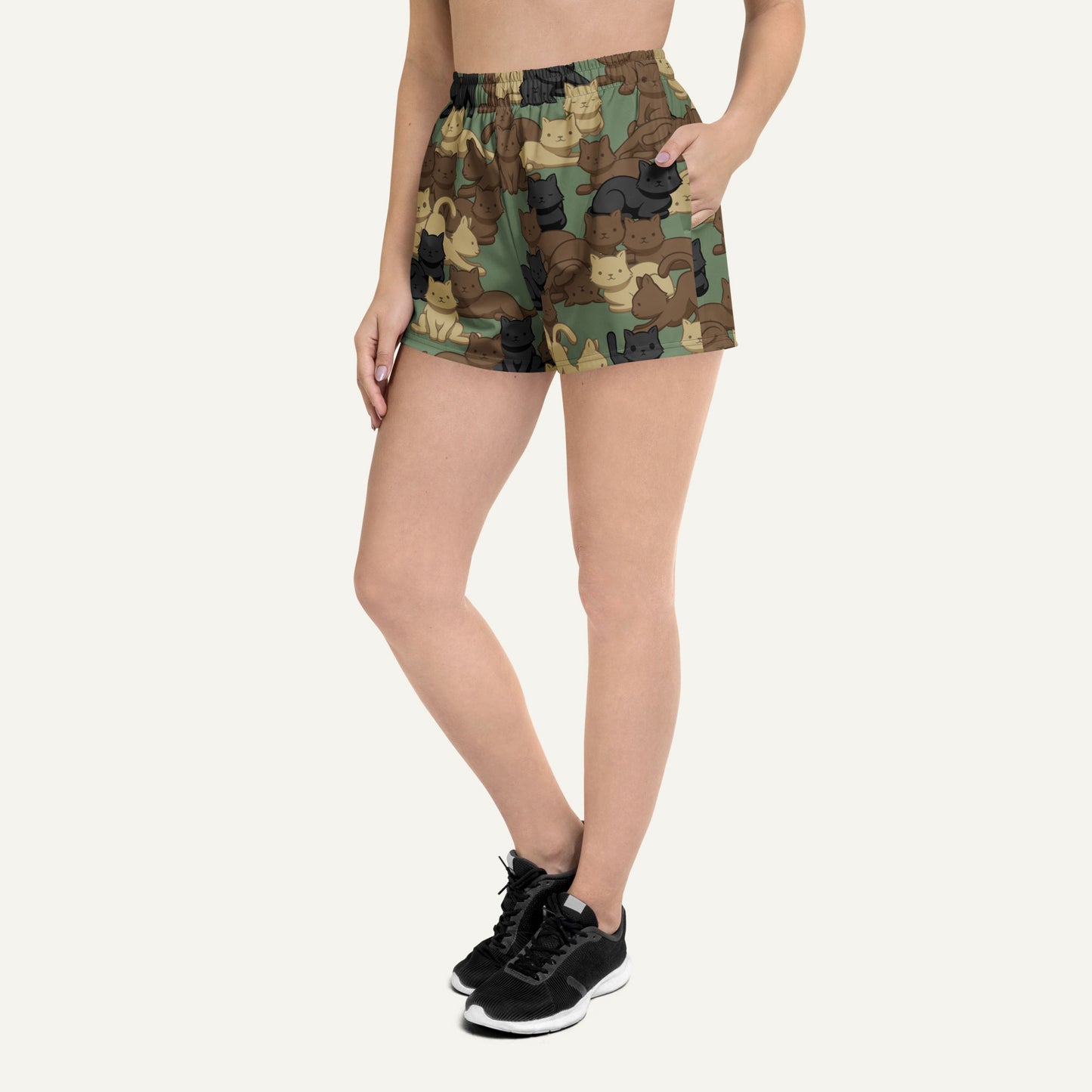 Woodland Camo Cat Women's Athletic Shorts