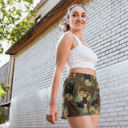 Woodland Camo Cat Women's Athletic Shorts