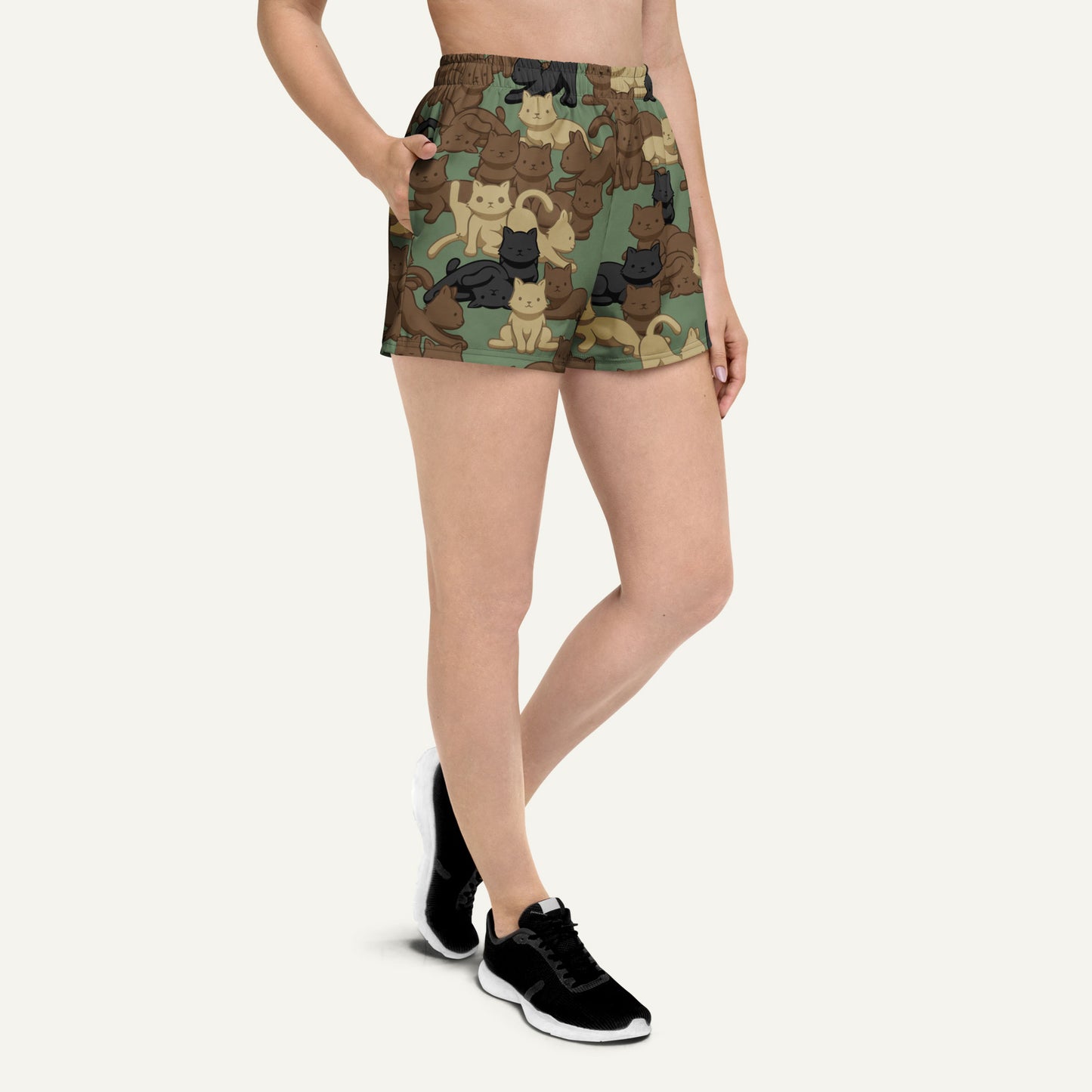 Woodland Camo Cat Women's Athletic Shorts