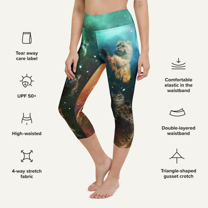 Cats In Space High-Waisted Capri Leggings