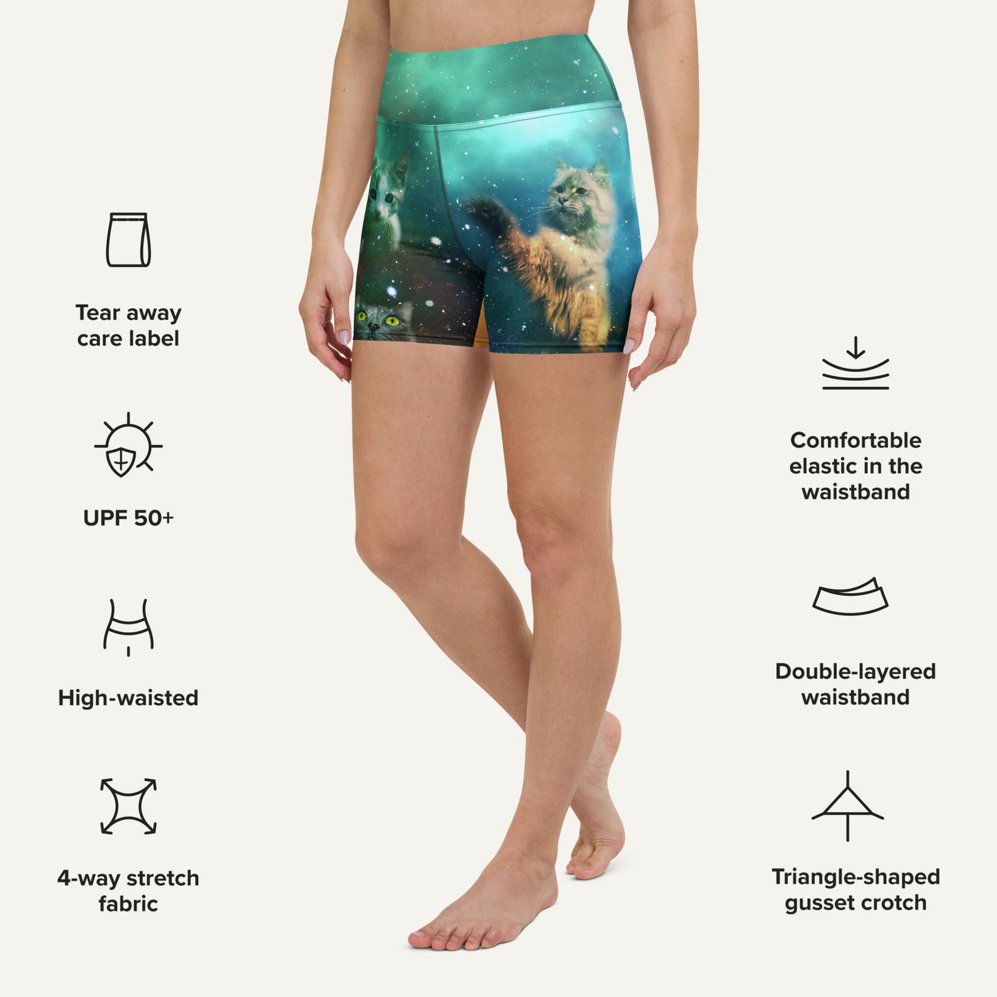 Cats In Space High-Waisted Shorts