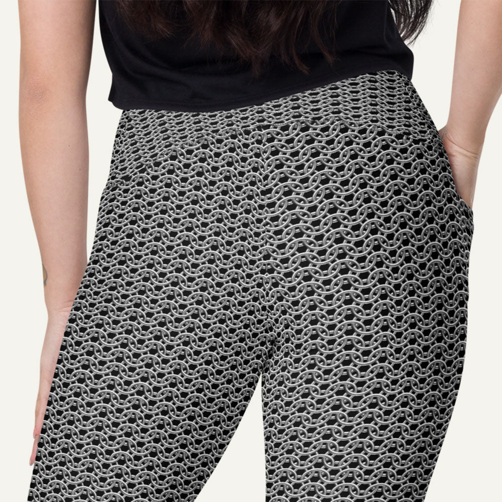 Chain Mail Crossover Leggings With Pockets