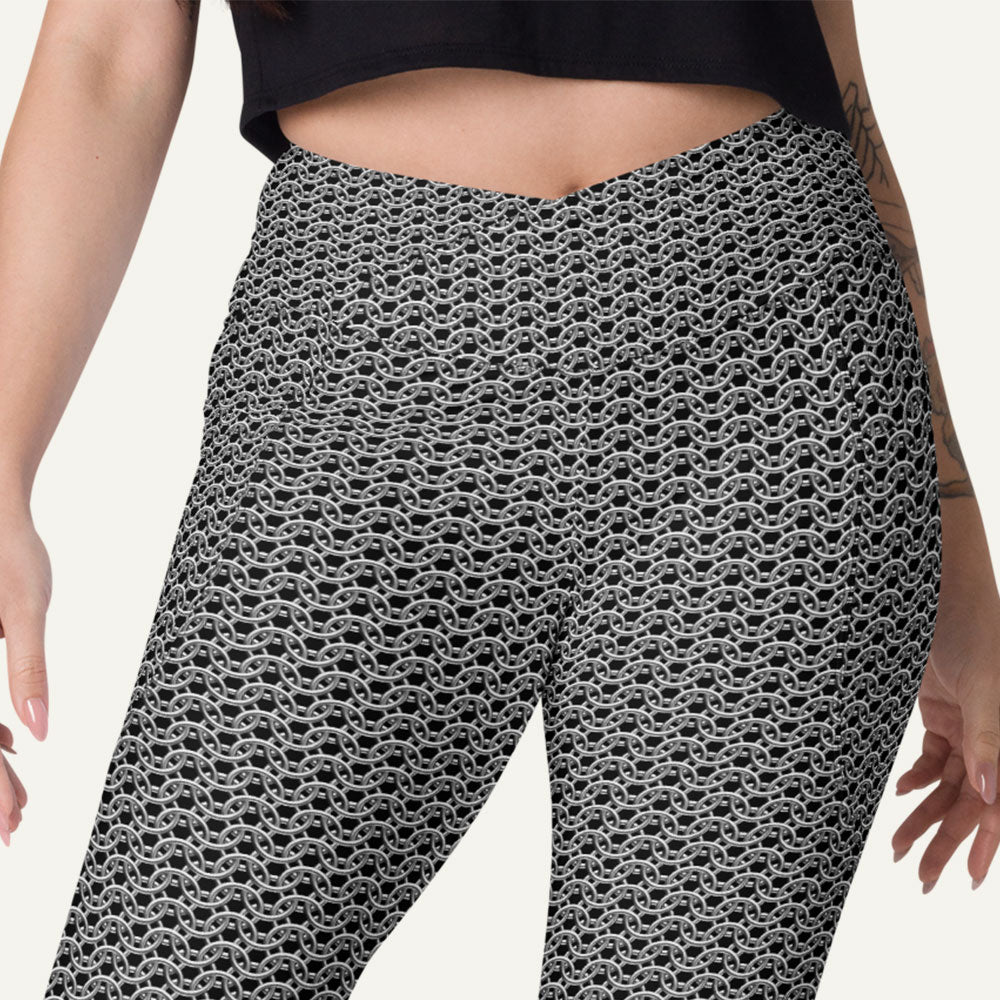 Chain Mail Crossover Leggings With Pockets