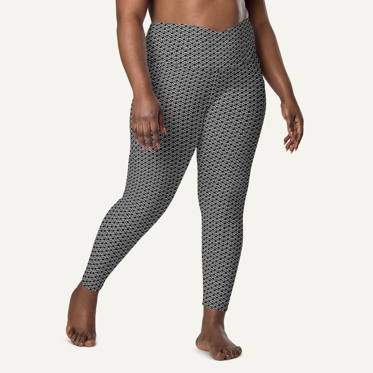 Chain Mail Crossover Leggings With Pockets