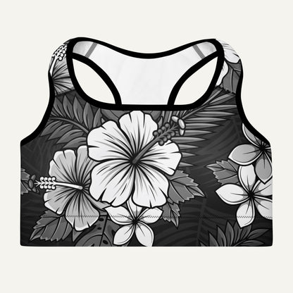 Charcoal Tropical Florals Padded Sports Bra - Ministry of Sweat